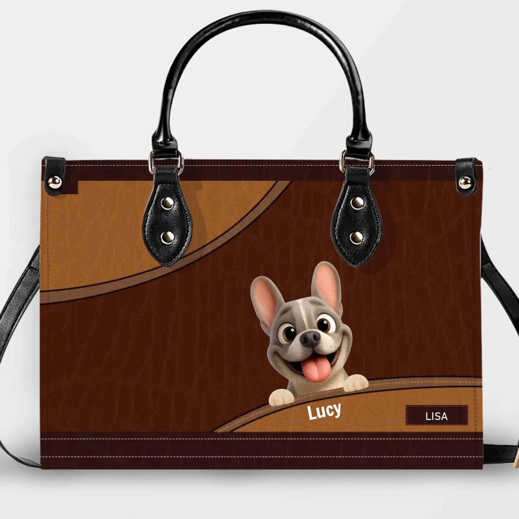 French Bulldog Classic Leather Handbag - Personalized Dog Lover Gift