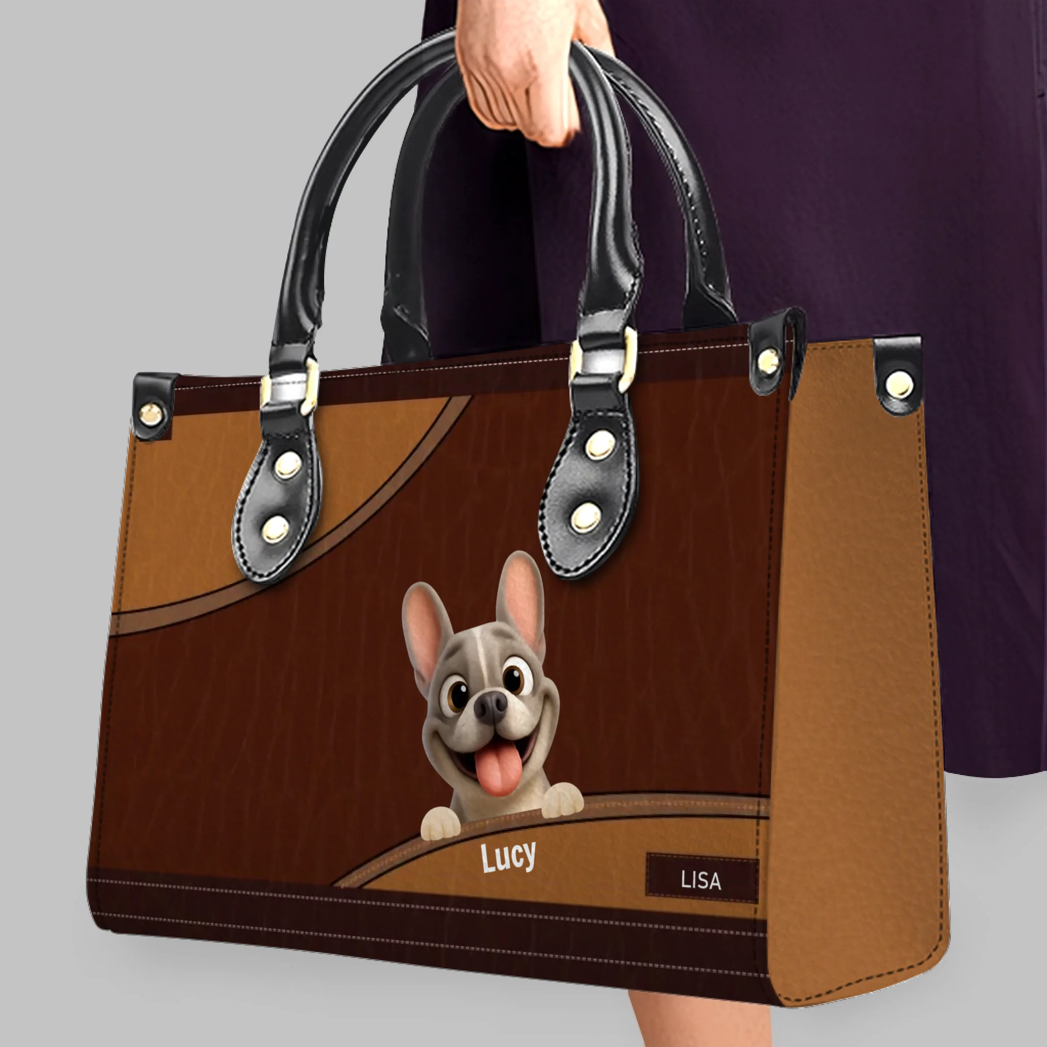 French Bulldog Classic Leather Handbag - Personalized Dog Lover Gift