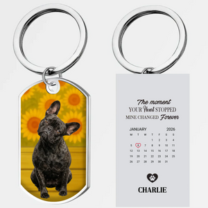 Personalized French Bulldog Keychain – Custom Calendar Dog Memorial Gift