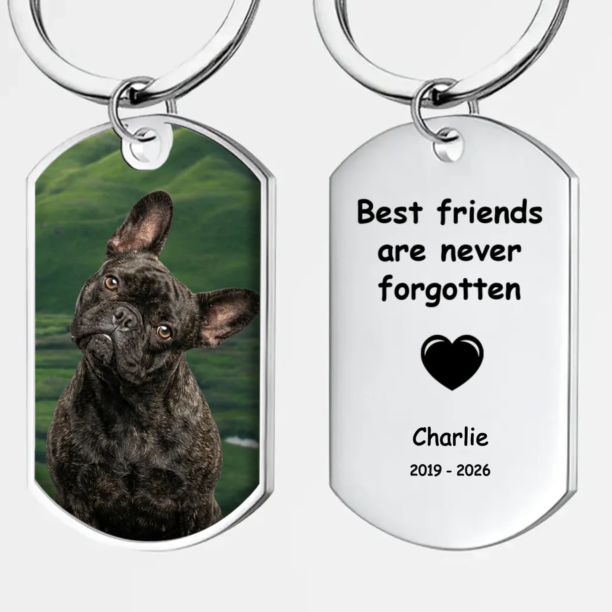Personalized French Bulldog Keychain – Best Friends Forever Dog Memorial Gift