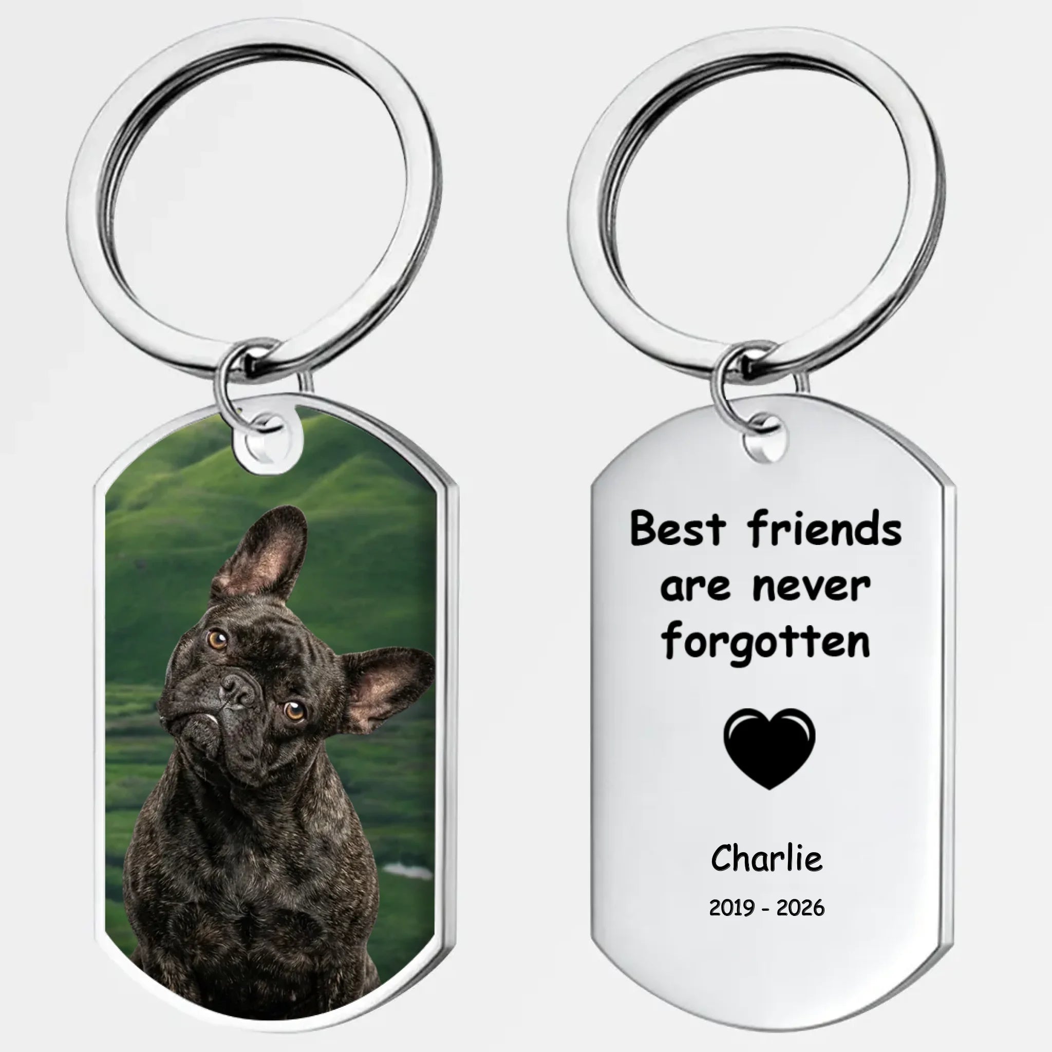 Personalized French Bulldog Keychain – Best Friends Forever Dog Memorial Gift