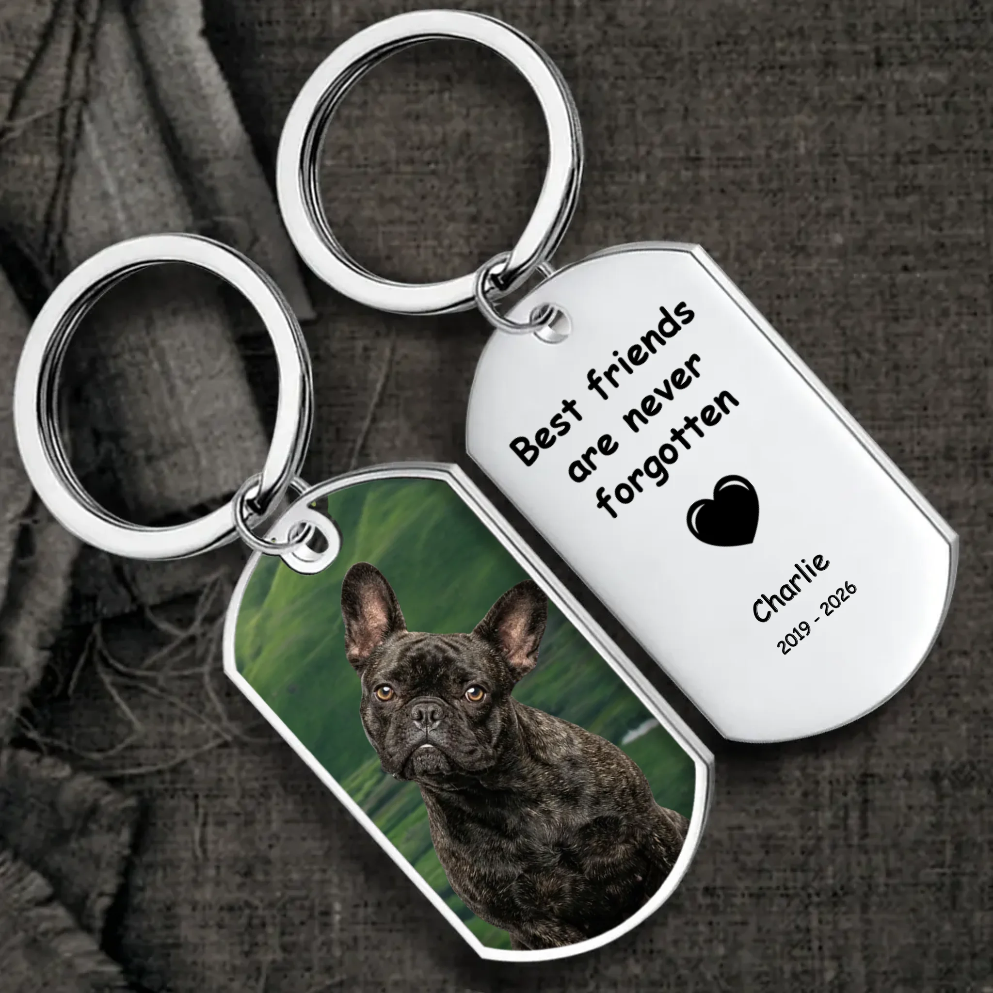 Personalized French Bulldog Keychain – Best Friends Forever Dog Memorial Gift