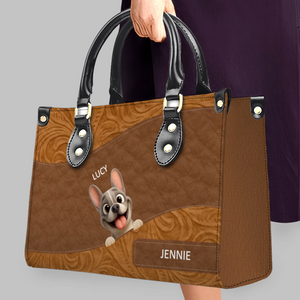 Customized French Bulldog Handbag – Floral Leather Patterns Dog Handbag