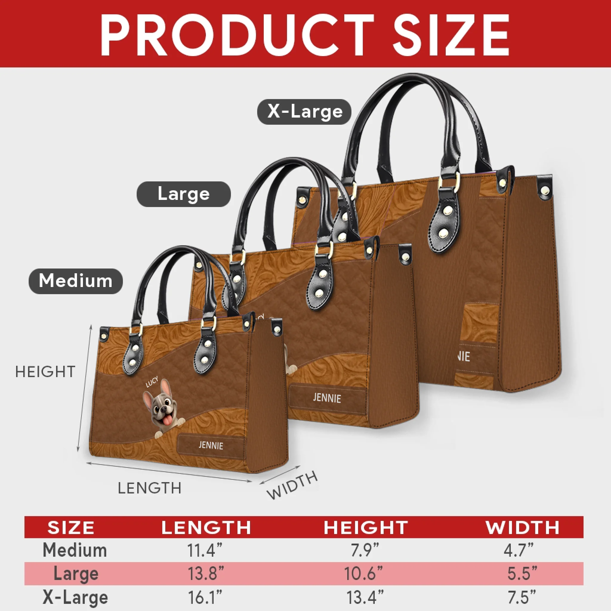 Customized French Bulldog Handbag – Floral Leather Patterns Dog Handbag