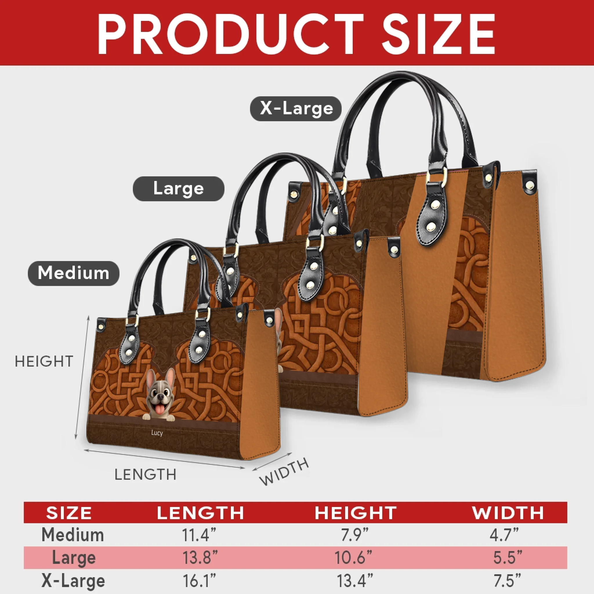 Customized French Bulldog Handbag – 3D Carved Pattern Dog Lover Gift