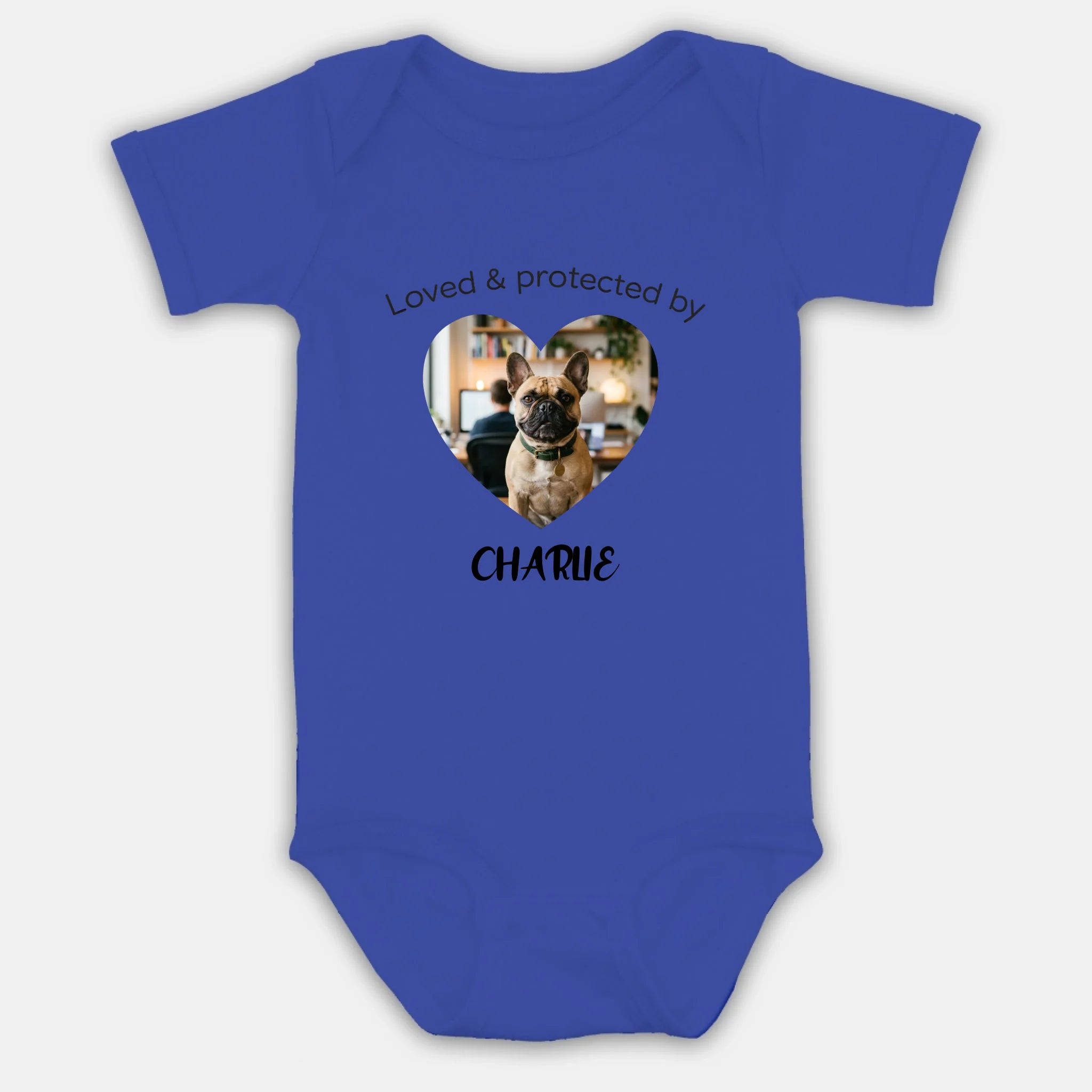 Personalized Frenchie Baby Onesie – Loved & Protected By Dog Lover Gift