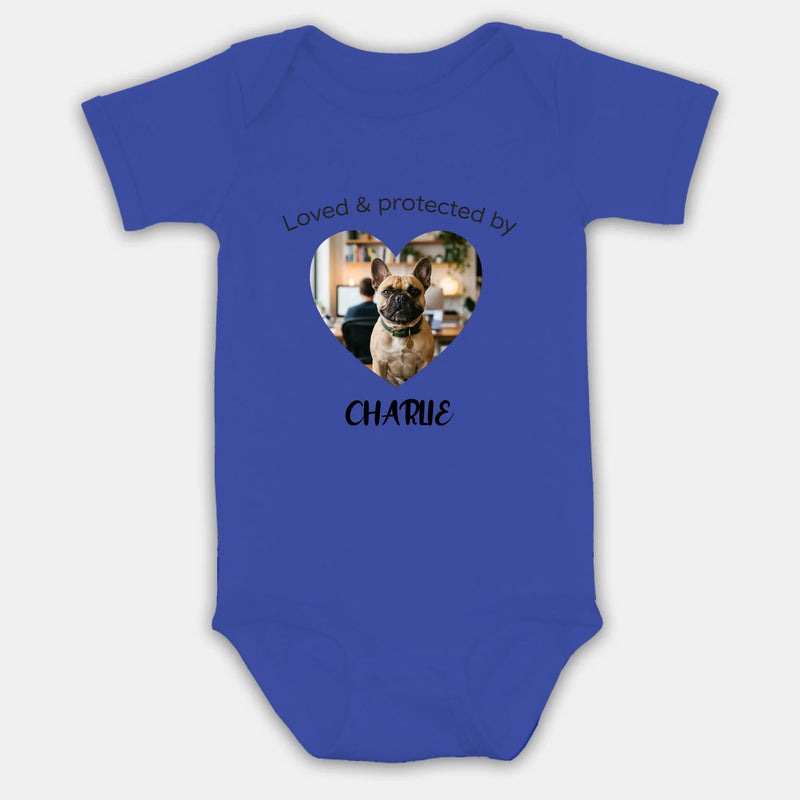 Personalized Frenchie Baby Onesie – Loved & Protected By Dog Lover Gift