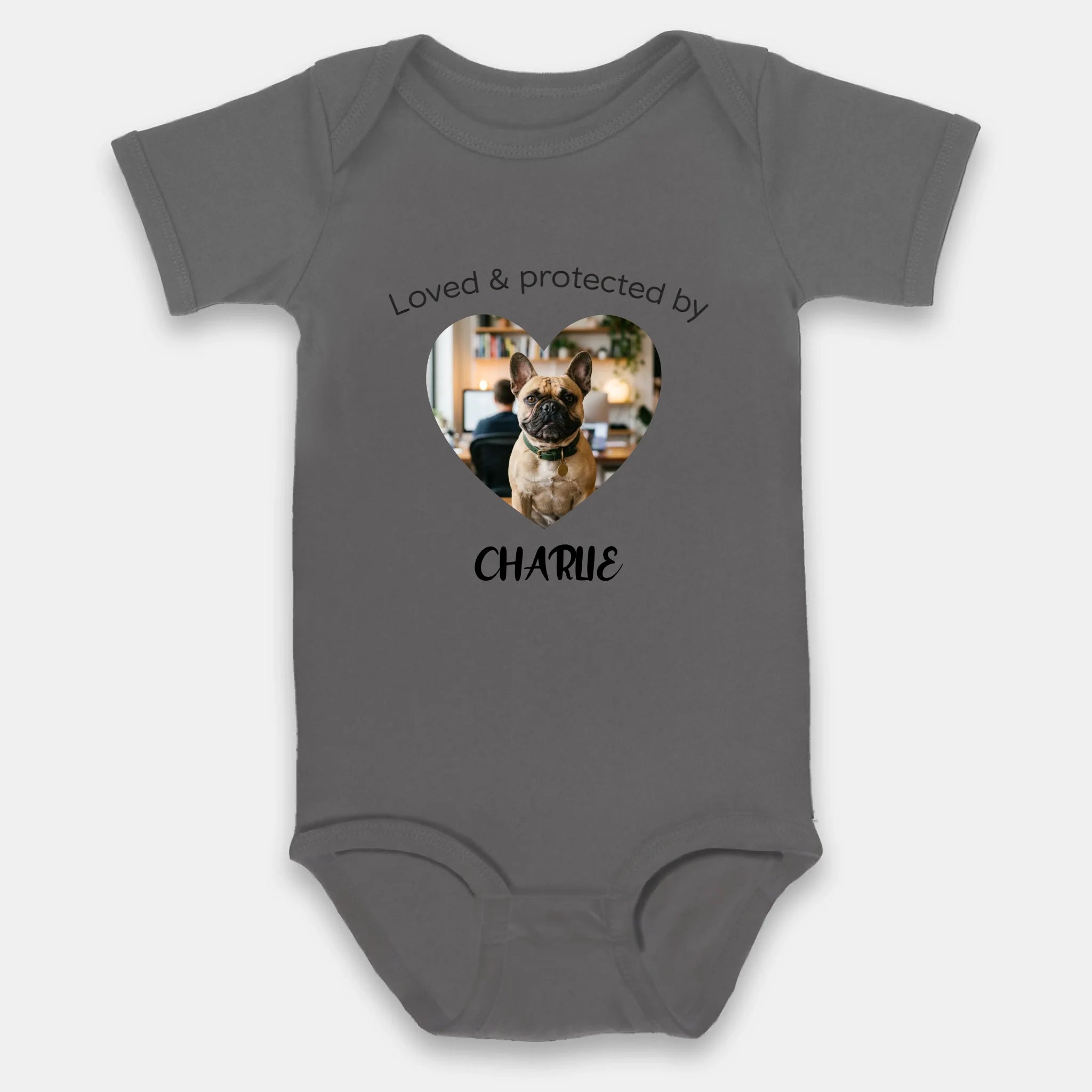 Personalized Frenchie Baby Onesie – Loved & Protected By Dog Lover Gift
