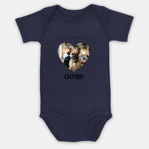 Personalized Frenchie Baby Onesie – Loved & Protected By Dog Lover Gift