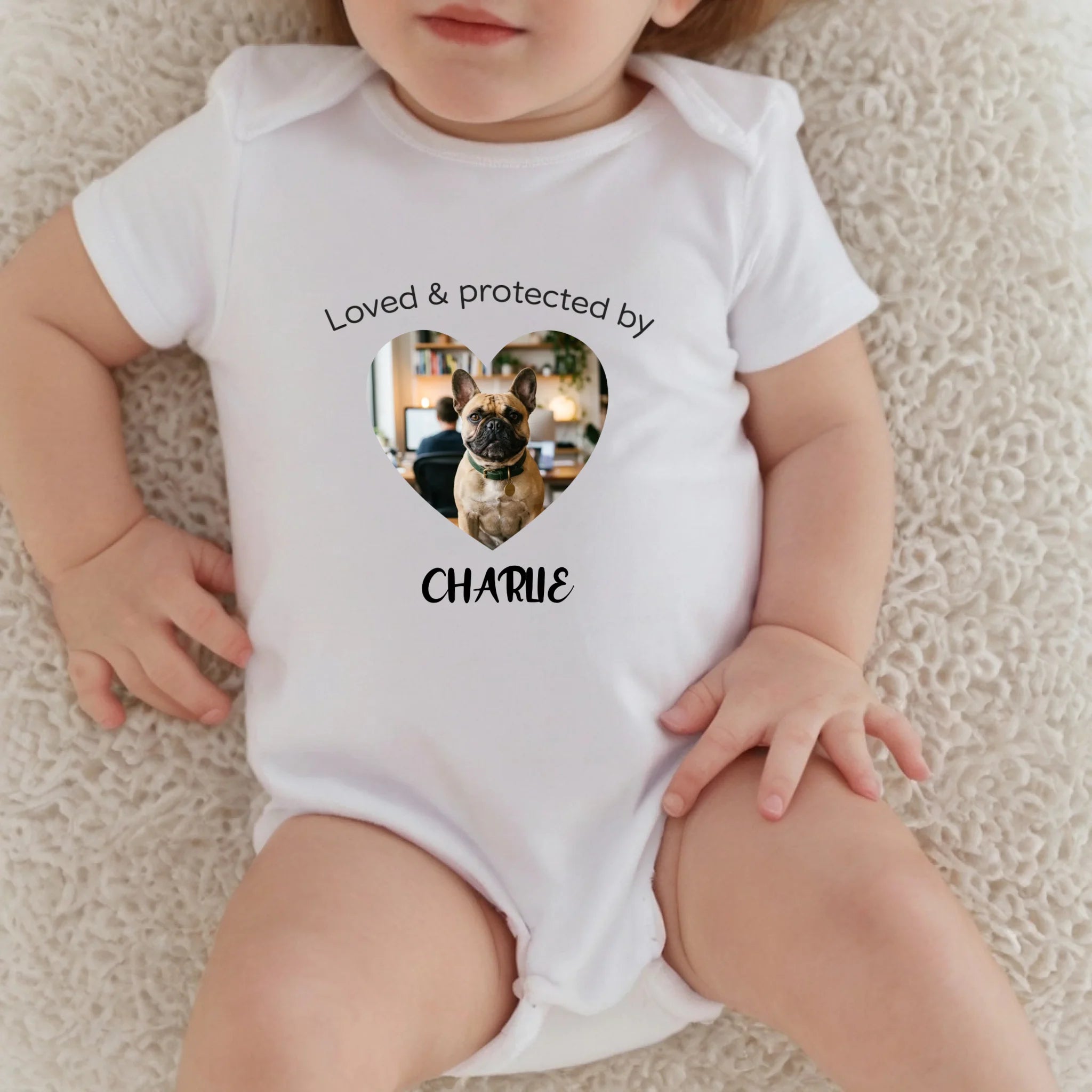 Personalized Frenchie Baby Onesie – Loved & Protected By Dog Lover Gift