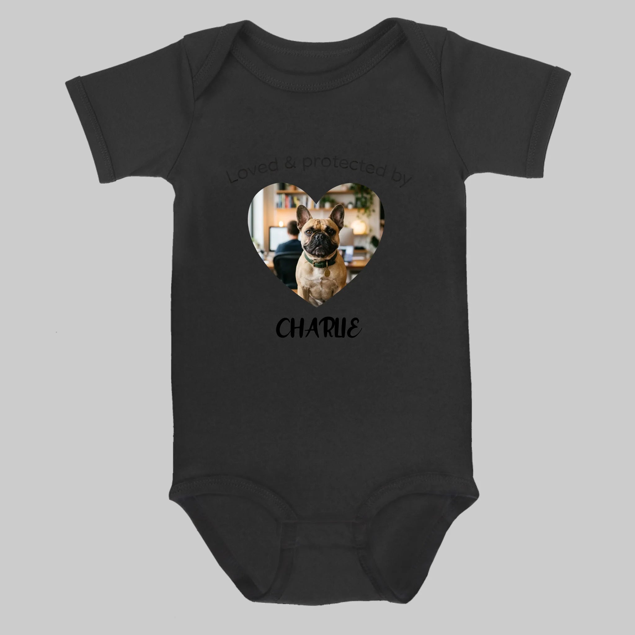 Personalized Frenchie Baby Onesie – Loved & Protected By Dog Lover Gift