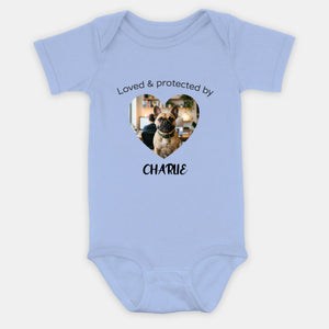 Personalized Frenchie Baby Onesie – Loved & Protected By Dog Lover Gift