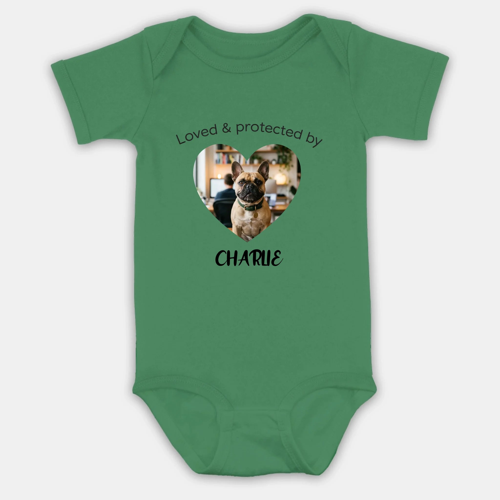 Personalized Frenchie Baby Onesie – Loved & Protected By Dog Lover Gift