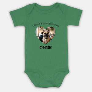 Personalized Frenchie Baby Onesie – Loved & Protected By Dog Lover Gift