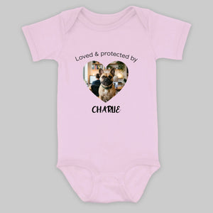 Personalized Frenchie Baby Onesie – Loved & Protected By Dog Lover Gift