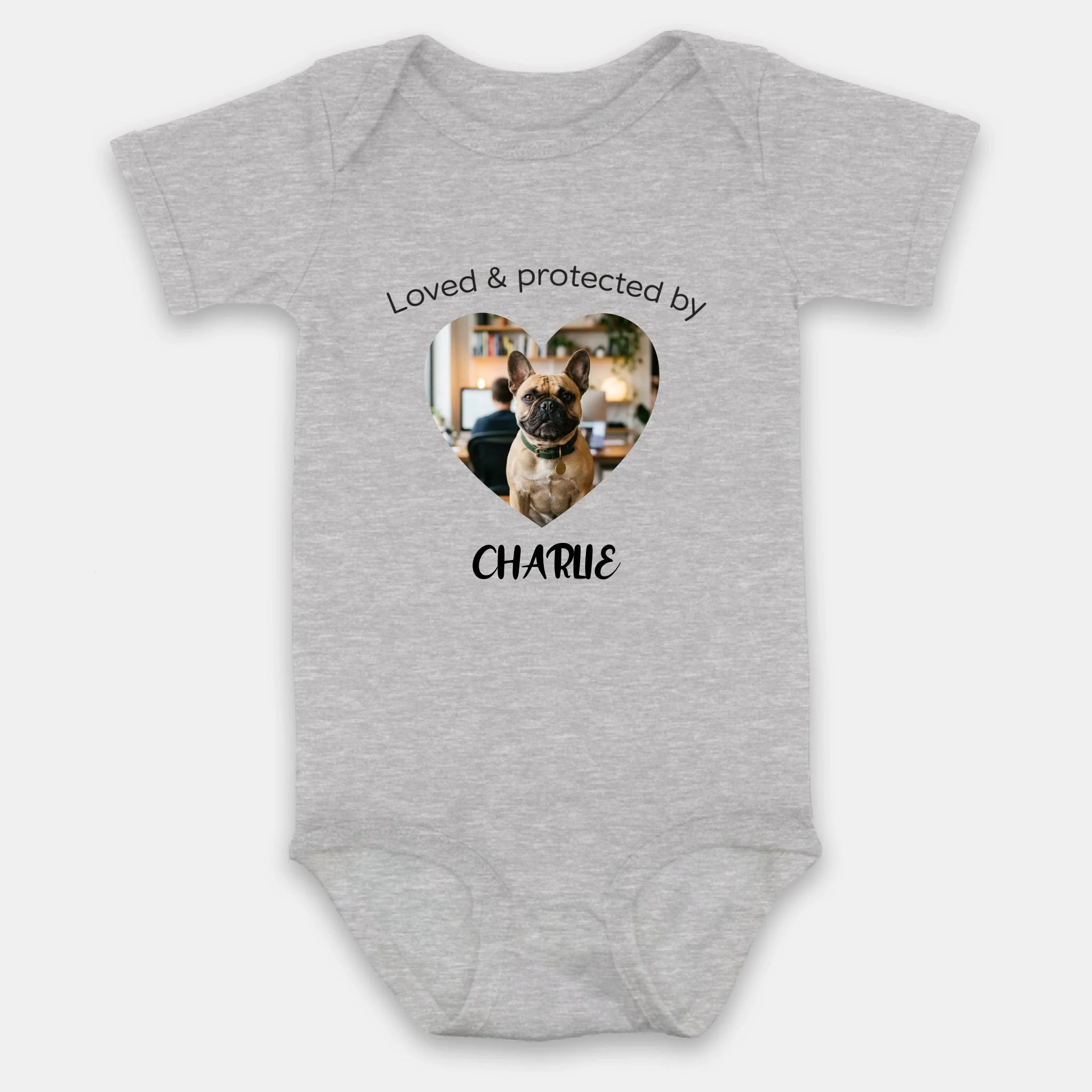 Personalized Frenchie Baby Onesie – Loved & Protected By Dog Lover Gift