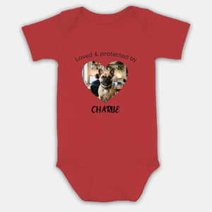 Personalized Frenchie Baby Onesie – Loved & Protected By Dog Lover Gift