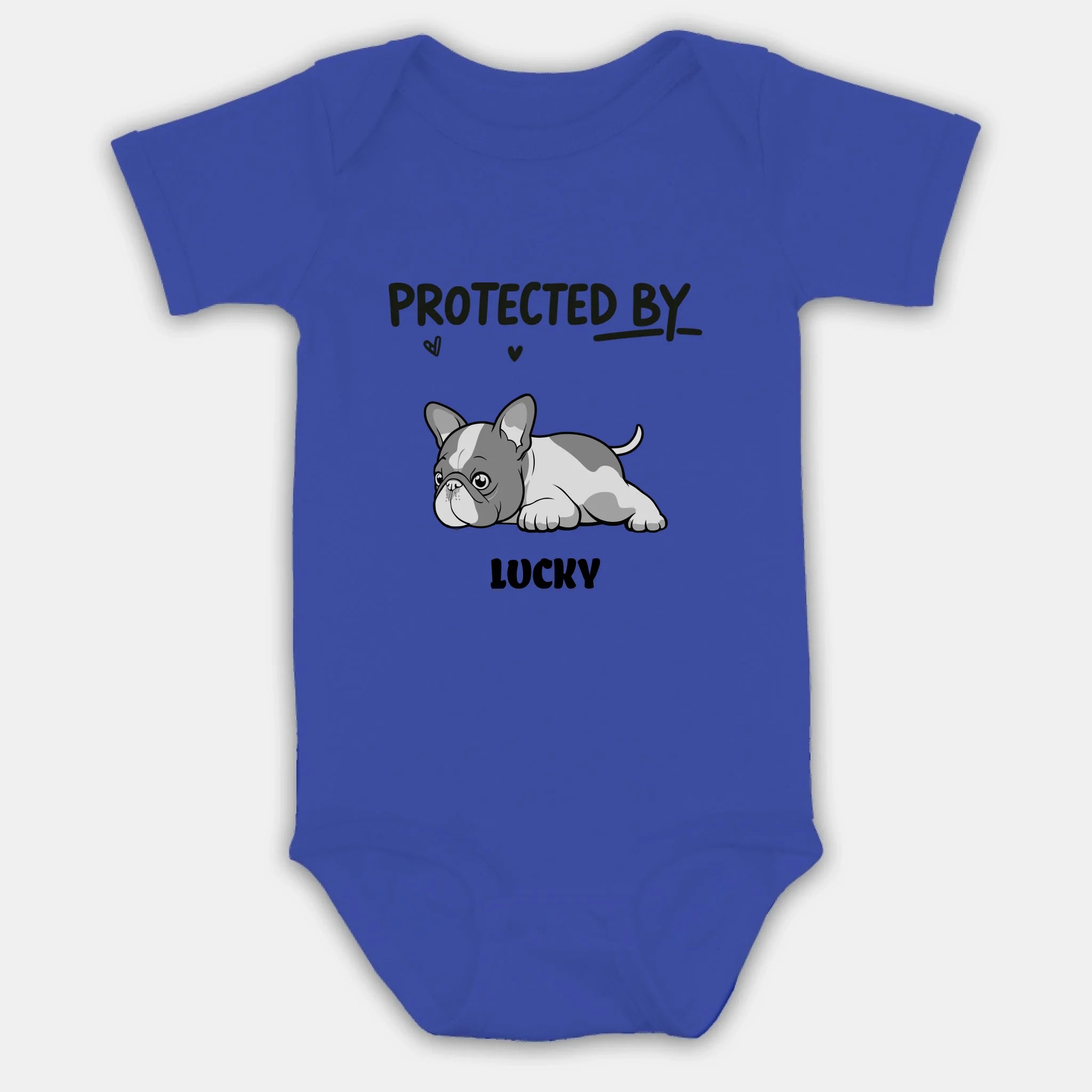 Customized Frenchie Baby Onesie – Protected By Dog Name Bodysuit