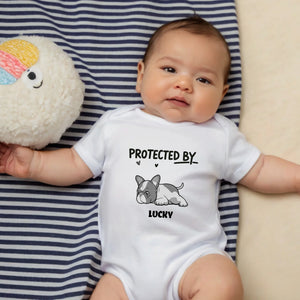 Customized Frenchie Baby Onesie – Protected By Dog Name Bodysuit