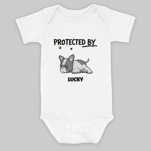 Customized Frenchie Baby Onesie – Protected By Dog Name Bodysuit