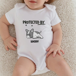 Customized Frenchie Baby Onesie – Protected By Dog Name Bodysuit