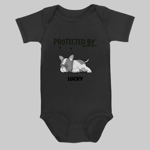 Customized Frenchie Baby Onesie – Protected By Dog Name Bodysuit