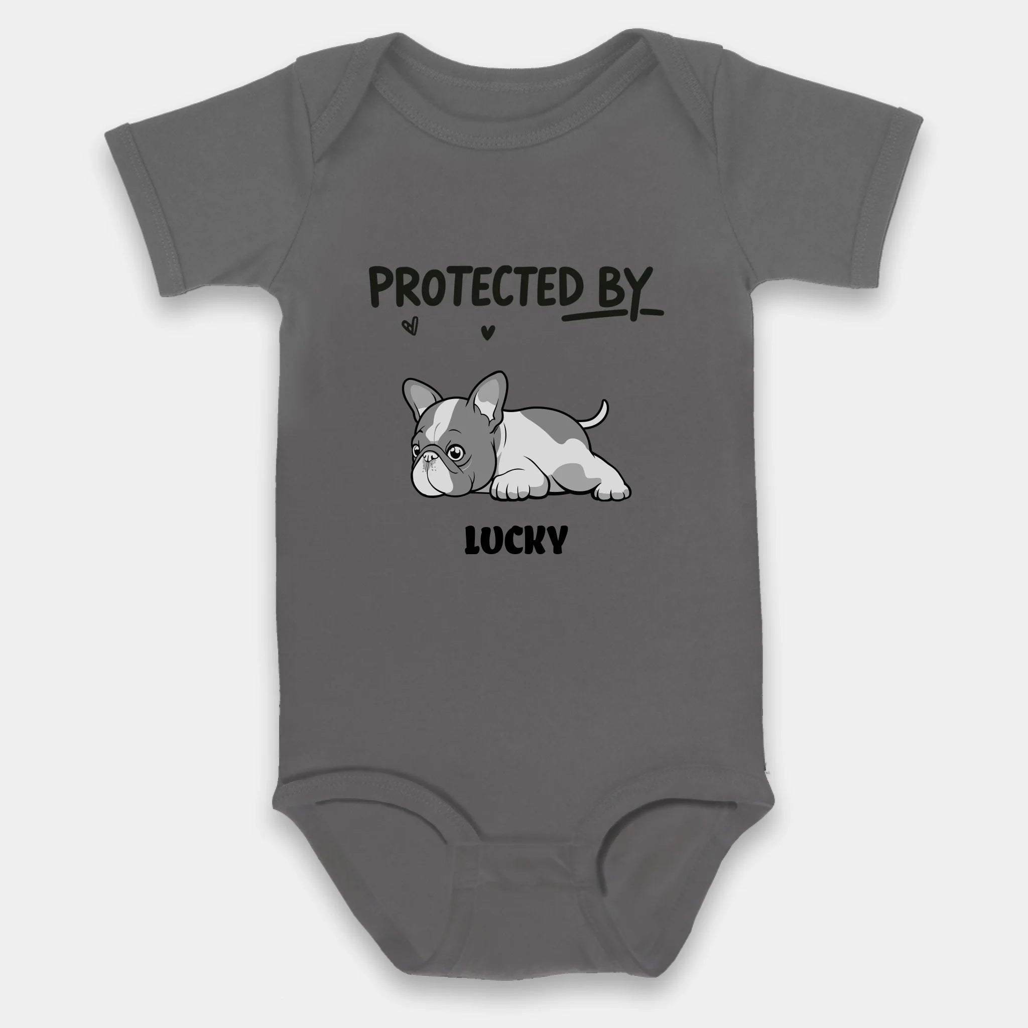 Customized Frenchie Baby Onesie – Protected By Dog Name Bodysuit