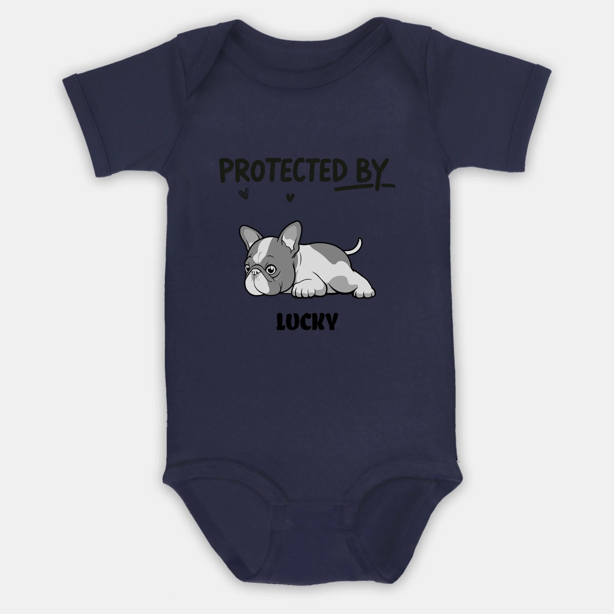 Customized Frenchie Baby Onesie – Protected By Dog Name Bodysuit