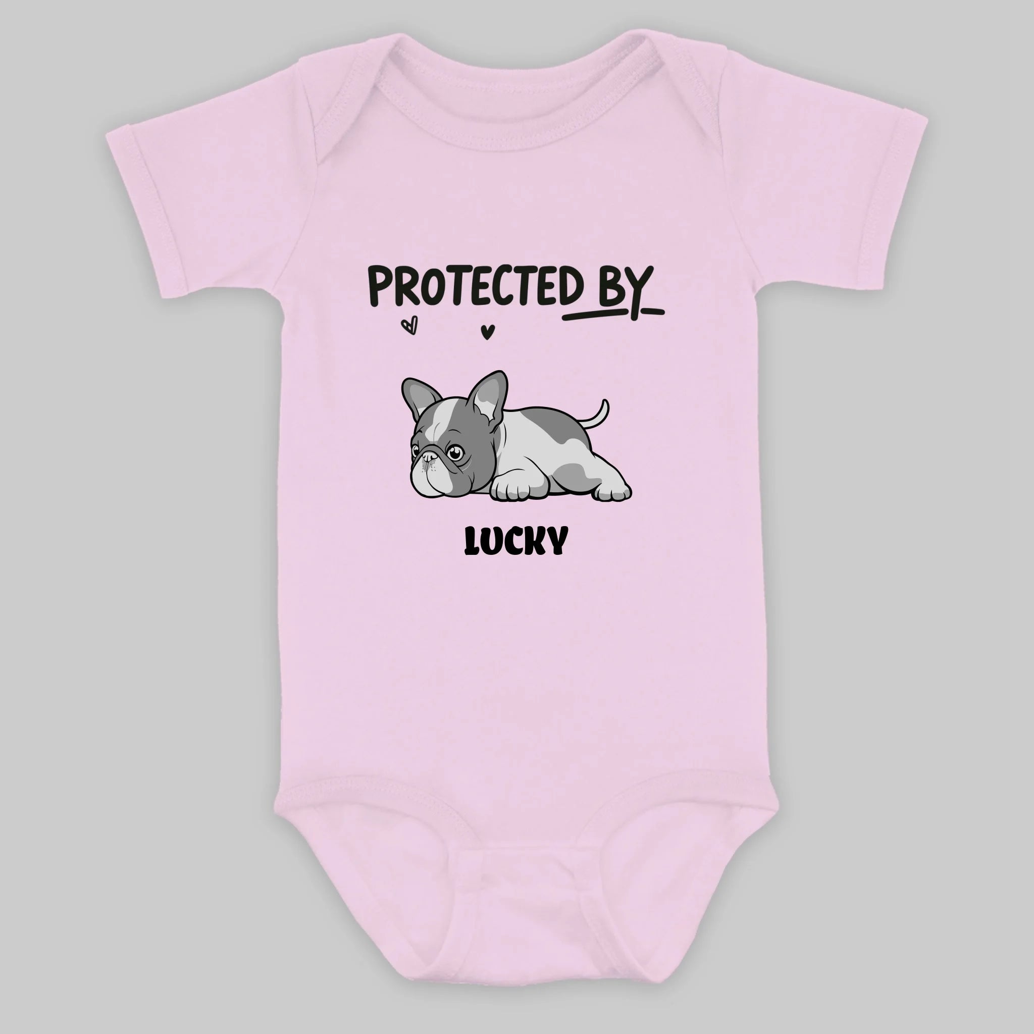 Customized Frenchie Baby Onesie – Protected By Dog Name Bodysuit