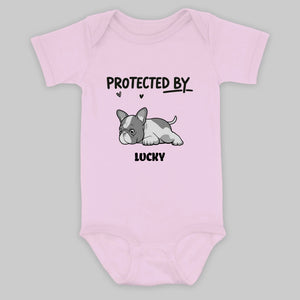 Customized Frenchie Baby Onesie – Protected By Dog Name Bodysuit