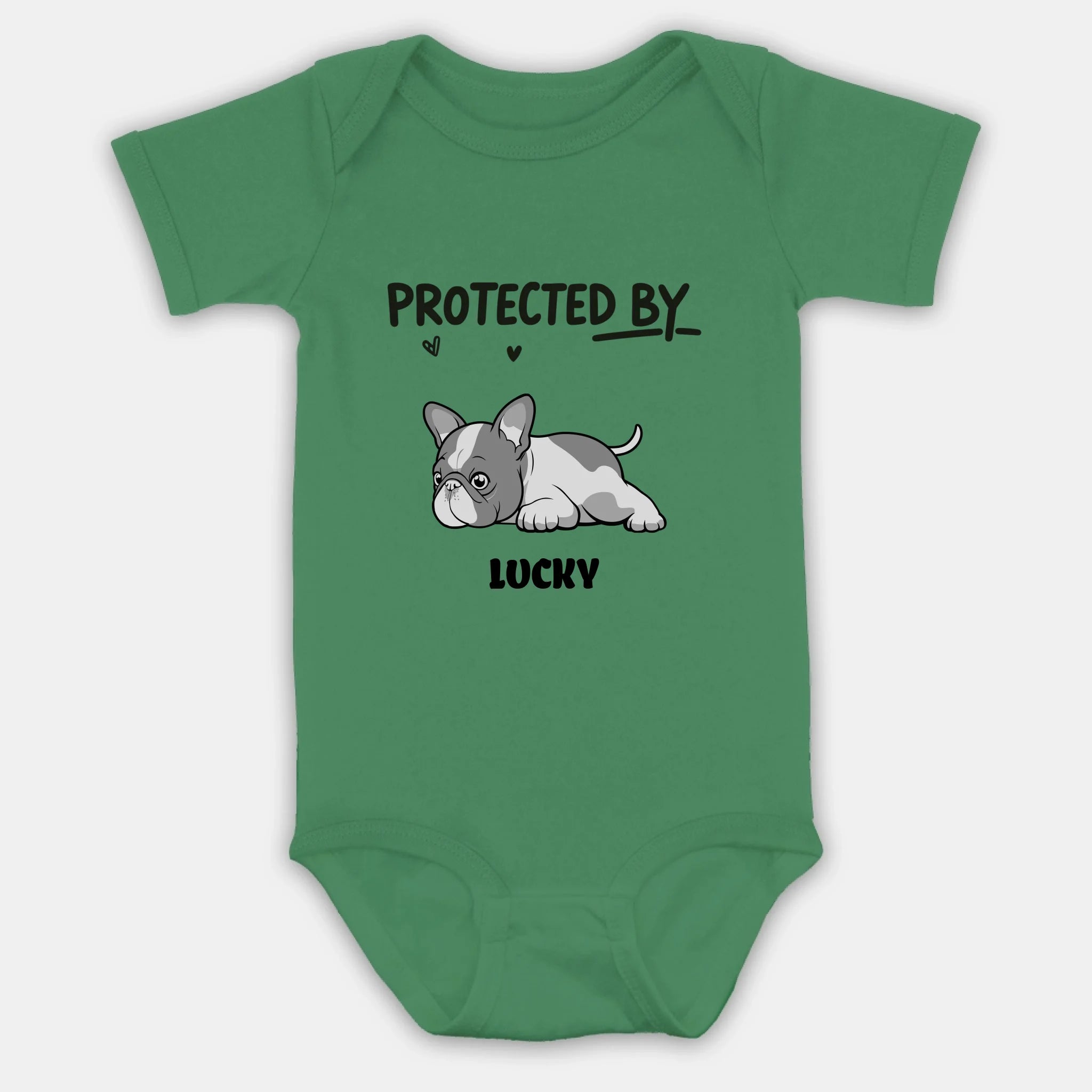 Customized Frenchie Baby Onesie – Protected By Dog Name Bodysuit