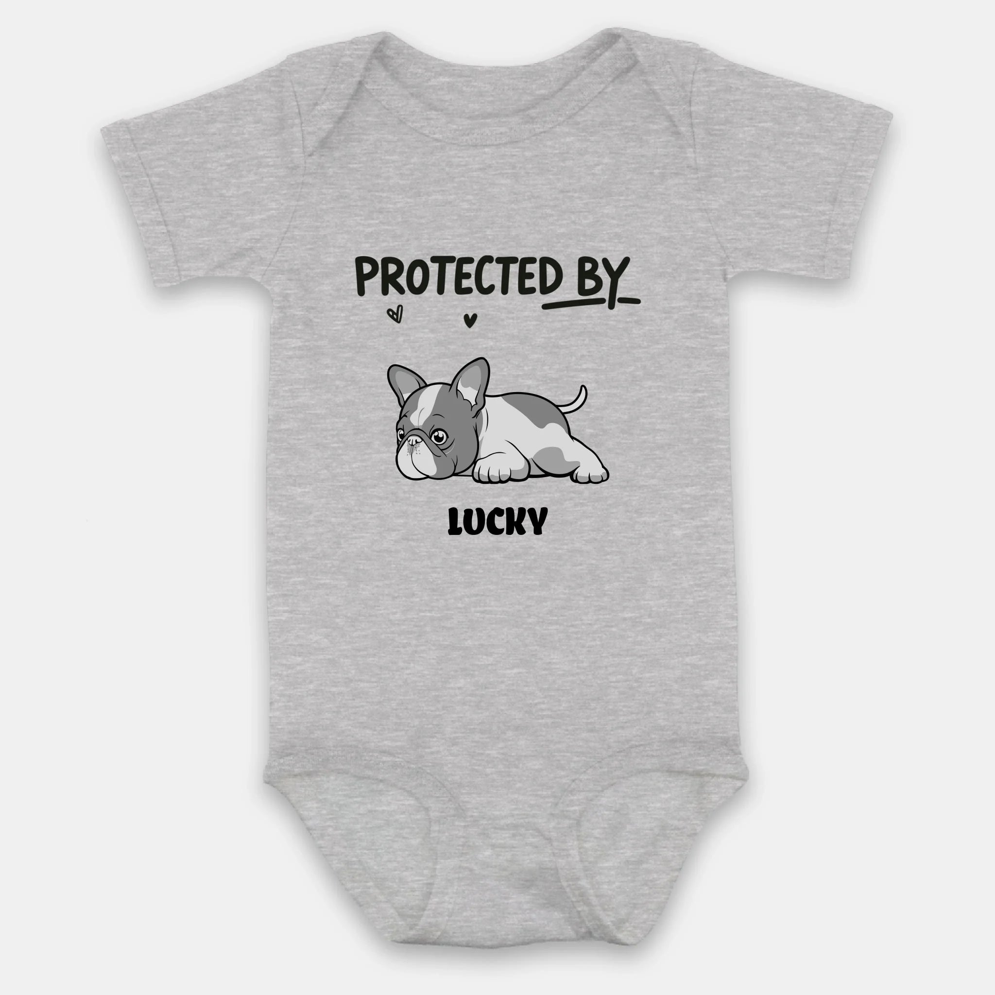 Customized Frenchie Baby Onesie – Protected By Dog Name Bodysuit