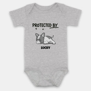 Customized Frenchie Baby Onesie – Protected By Dog Name Bodysuit