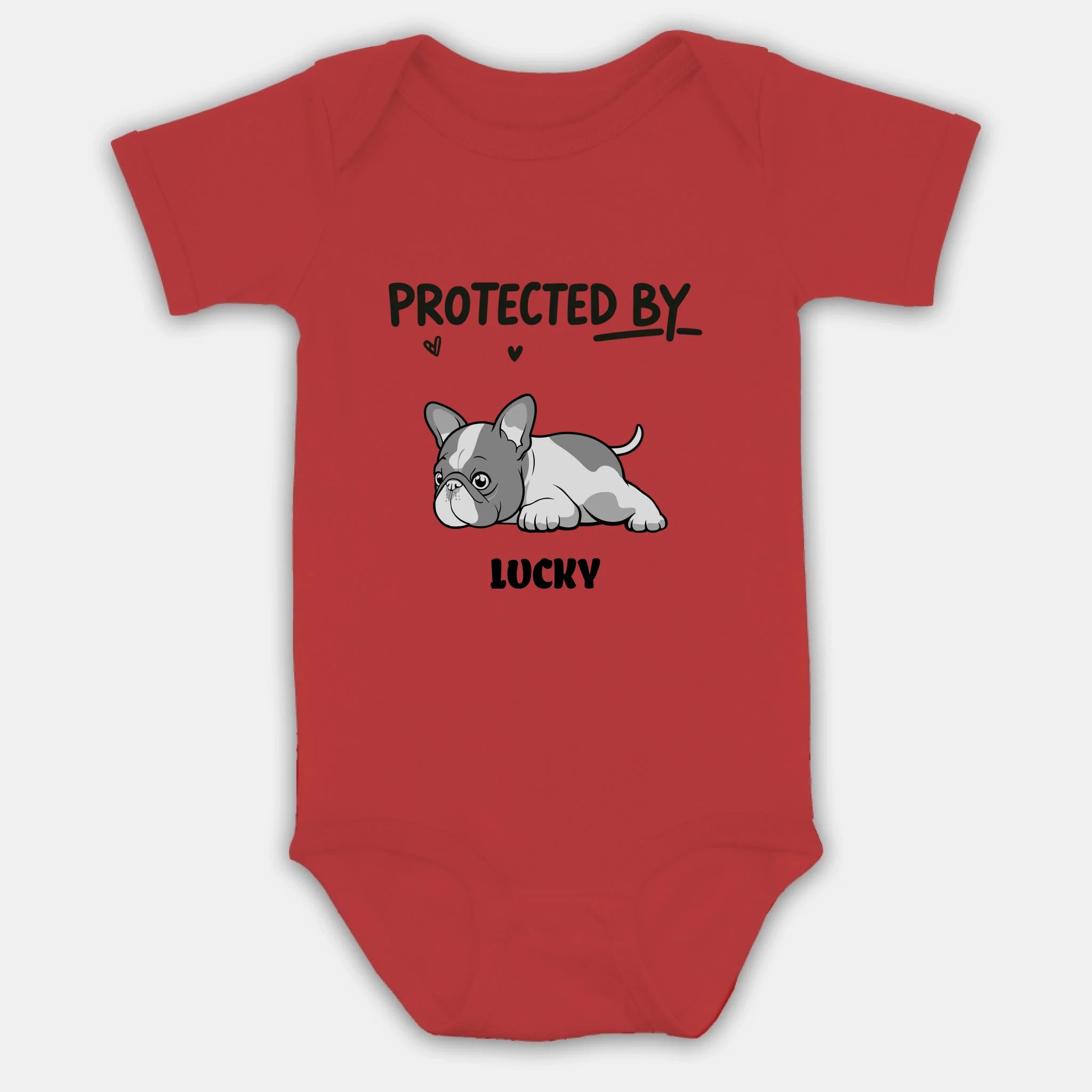 Customized Frenchie Baby Onesie – Protected By Dog Name Bodysuit