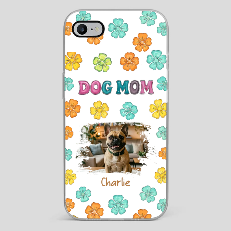 Personalized French Bulldog Phone Case – Dog Mom Colorful Floral Photo Cover