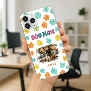 Personalized French Bulldog Phone Case – Dog Mom Colorful Floral Photo Cover