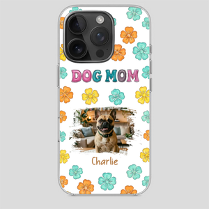 Personalized French Bulldog Phone Case – Dog Mom Colorful Floral Photo Cover