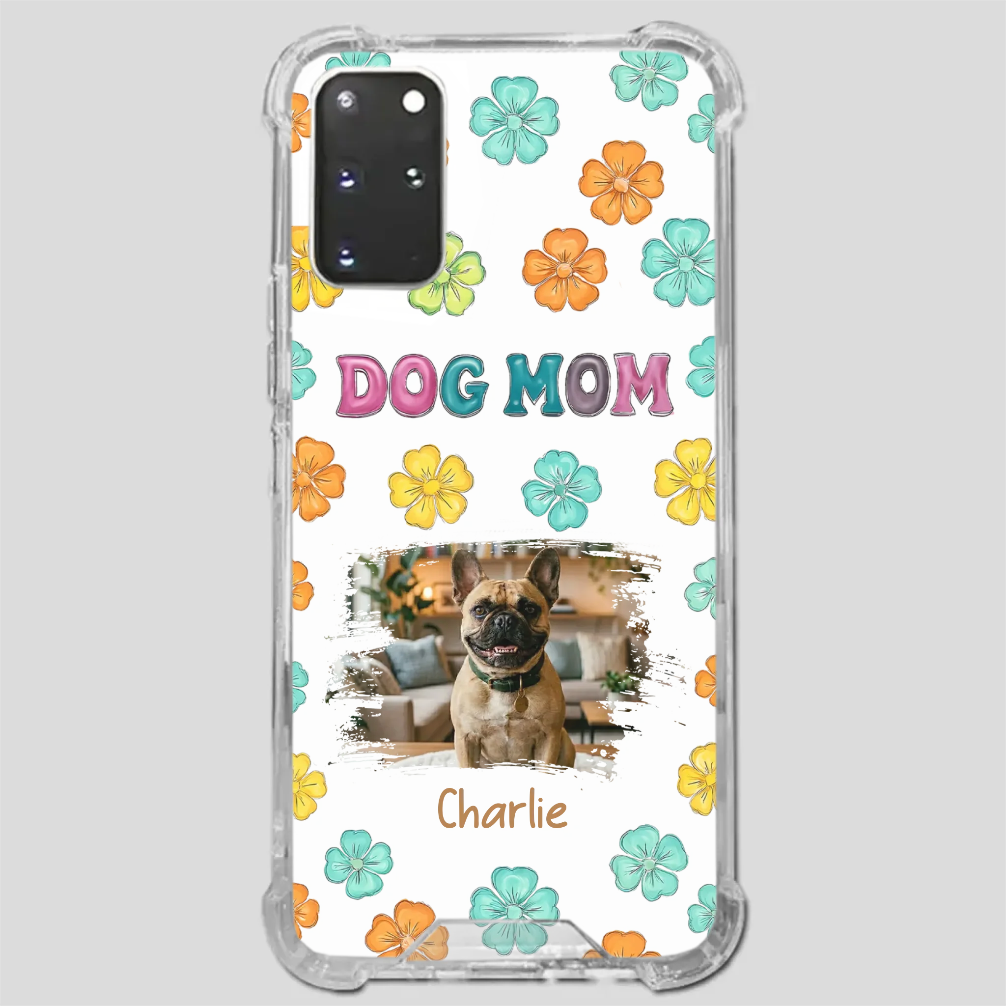 Personalized French Bulldog Phone Case – Dog Mom Colorful Floral Photo Cover