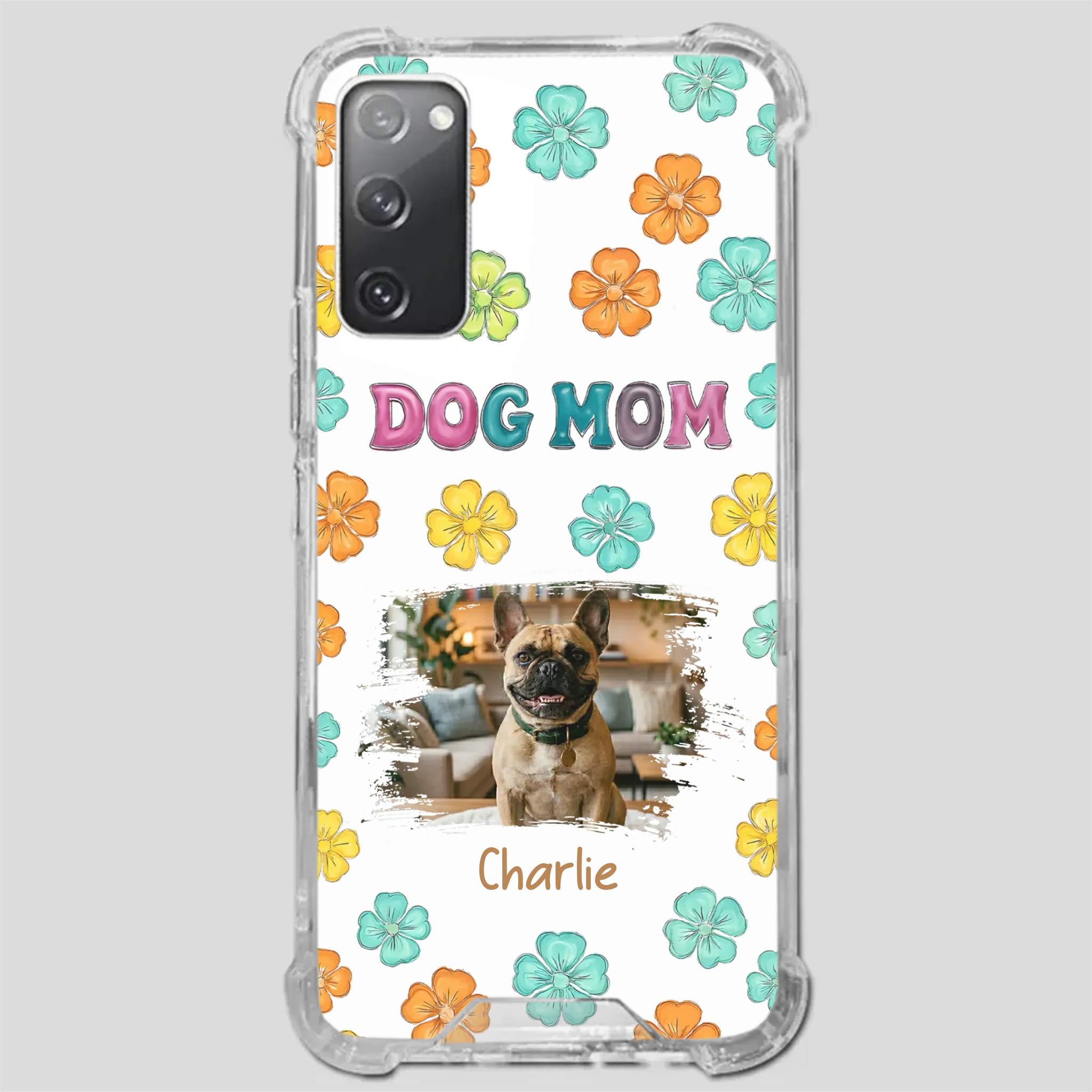 Personalized French Bulldog Phone Case – Dog Mom Colorful Floral Photo Cover