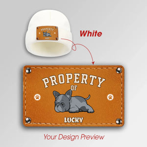 Personalized French Bulldog Baby Beanie – Leather Engraved Patch