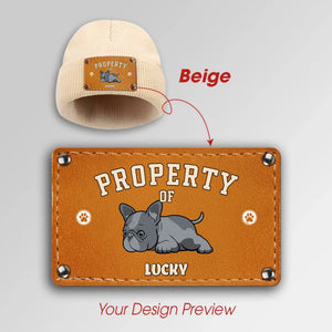 Personalized French Bulldog Baby Beanie – Leather Engraved Patch