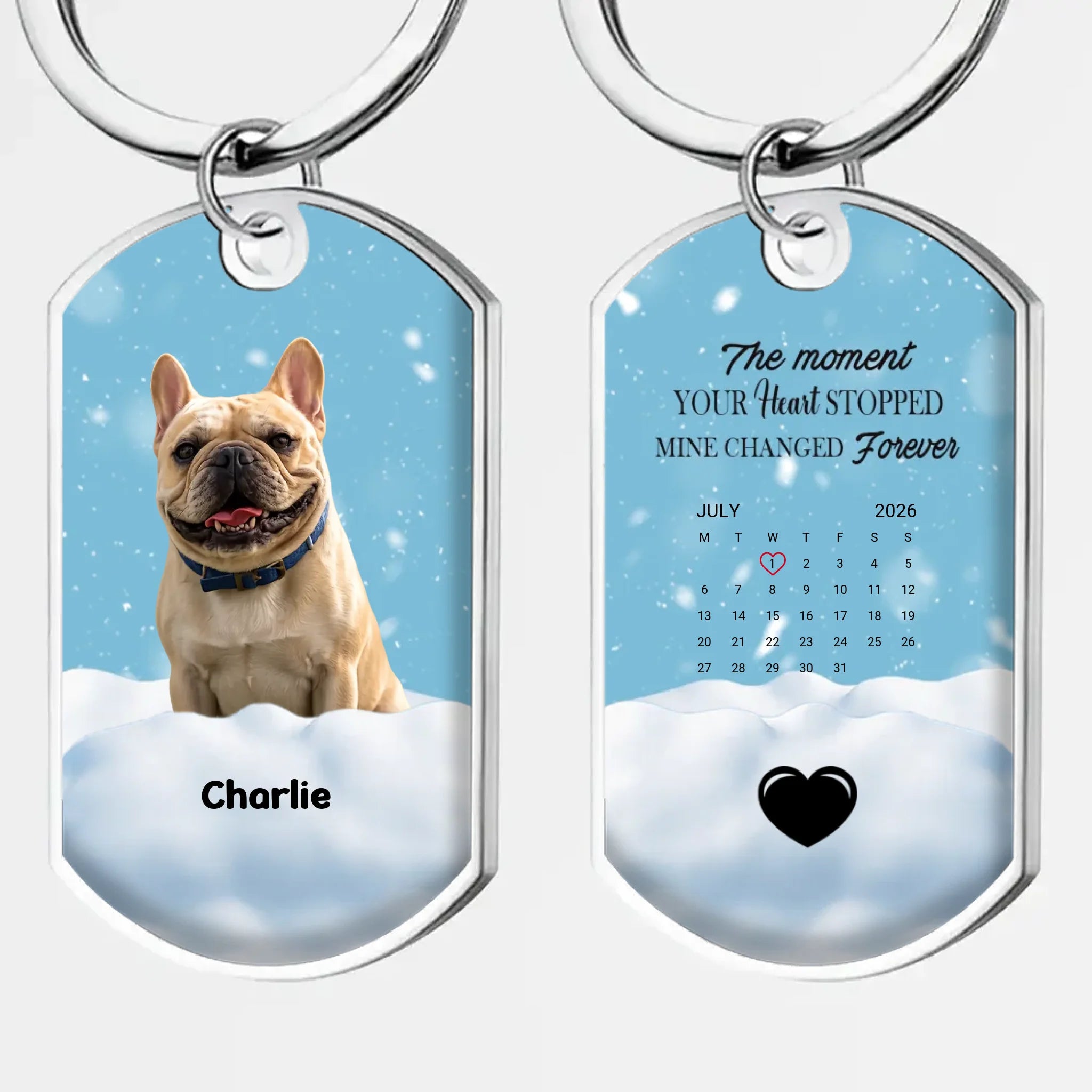 Personalized French Bulldog Keychain – The Moment Your Heart Stopped, Mine Changed Forever