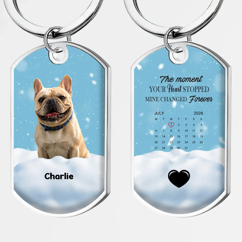 Personalized French Bulldog Keychain – The Moment Your Heart Stopped, Mine Changed Forever