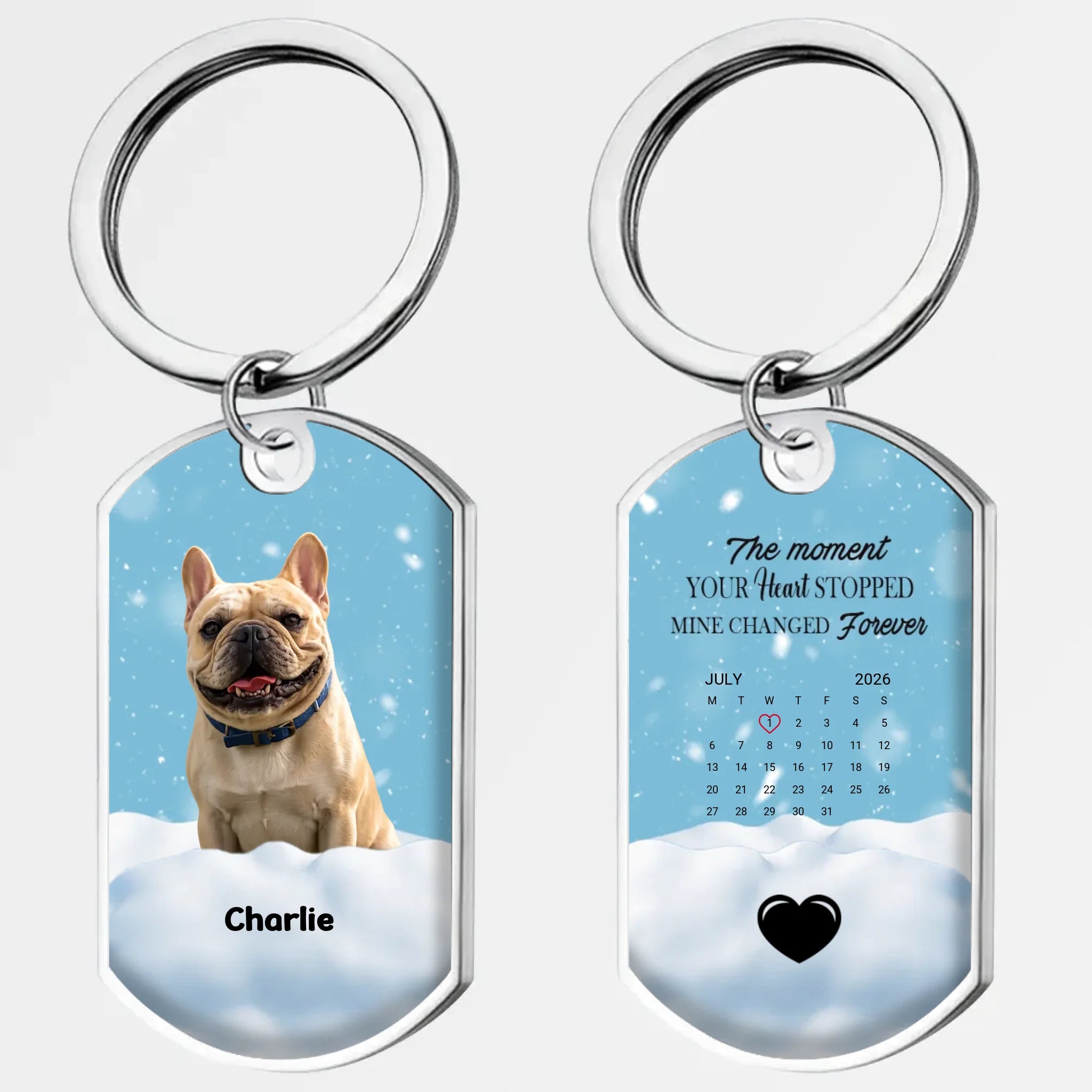 Personalized French Bulldog Keychain – The Moment Your Heart Stopped, Mine Changed Forever