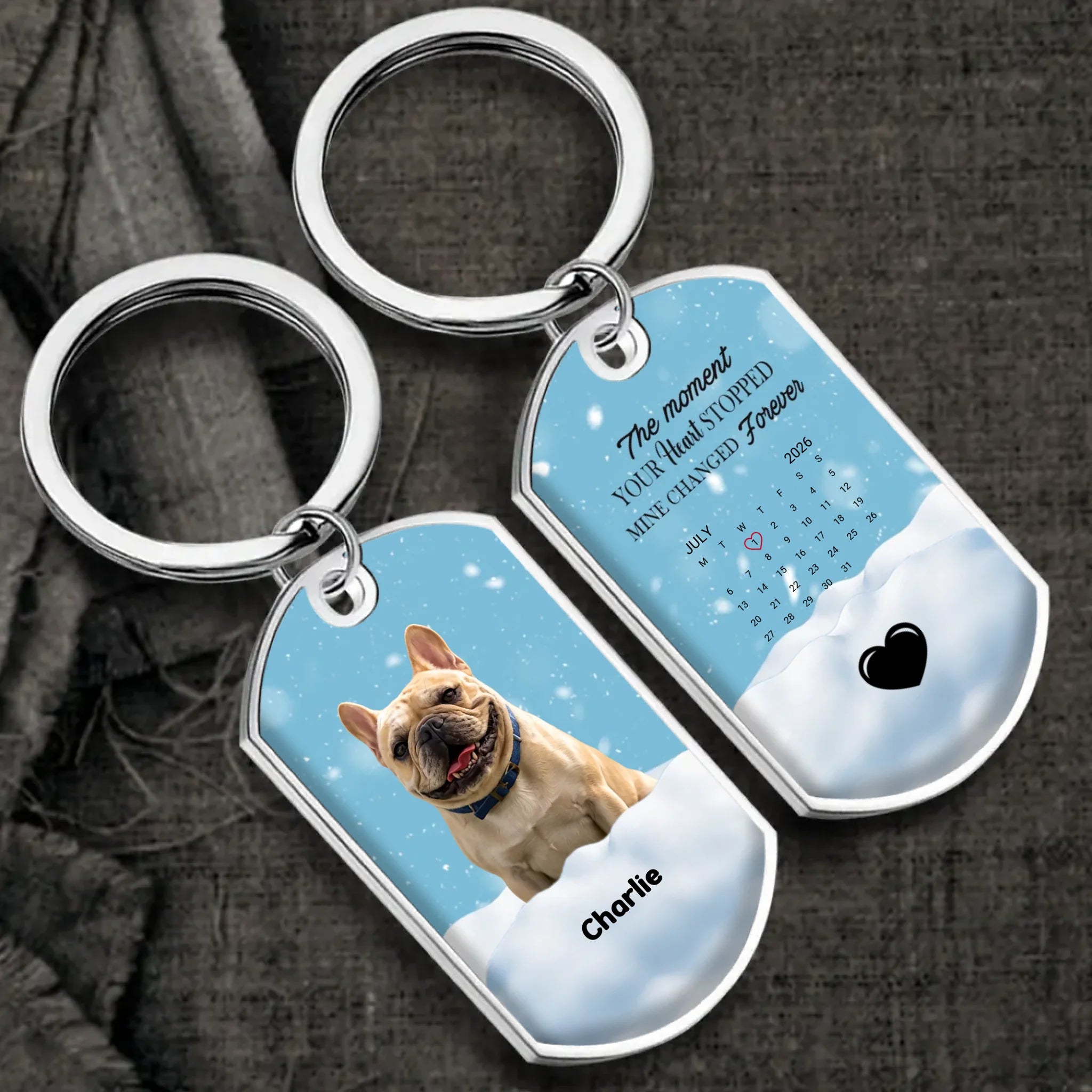 Personalized French Bulldog Keychain – The Moment Your Heart Stopped, Mine Changed Forever
