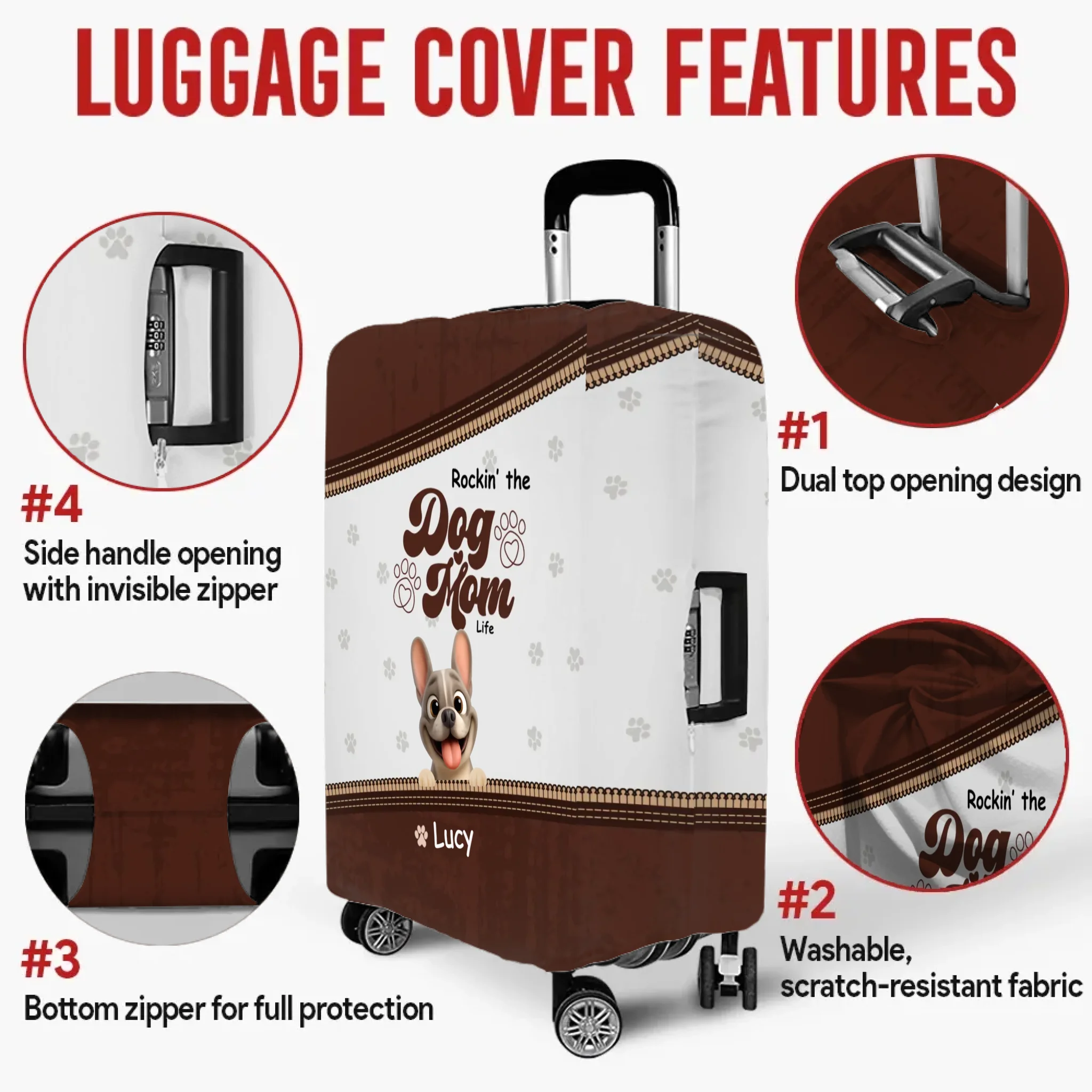 Customized Frenchie Luggage Cover – Rockin' the Dog Mom Life Gift