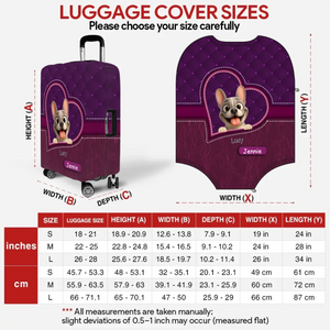 Personalized French Bulldog Luggage Cover – Purple Heart Gift For Dog Lovers