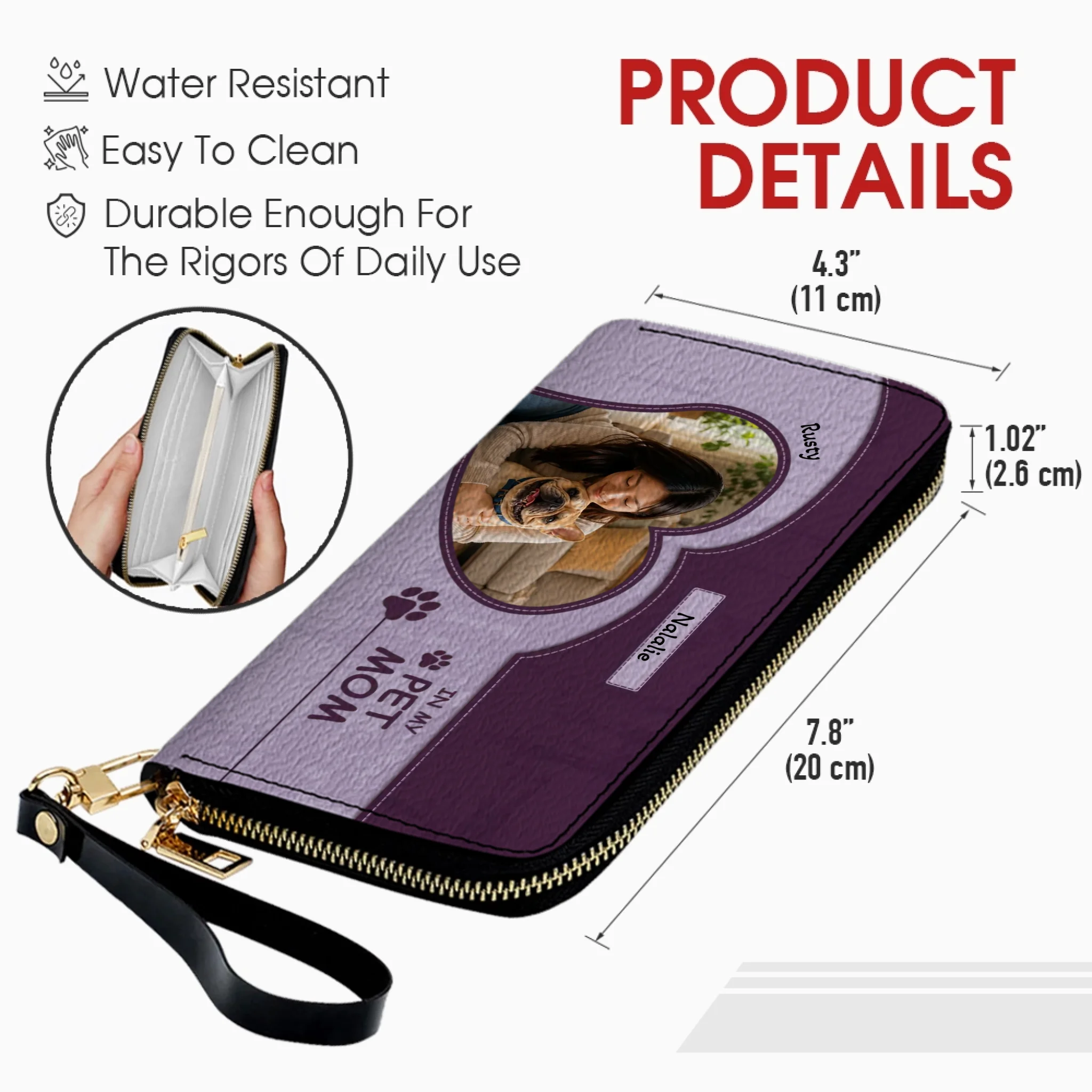 Personalized Frenchie Leather Wallet – Custom Photo Heart For Dog Mom