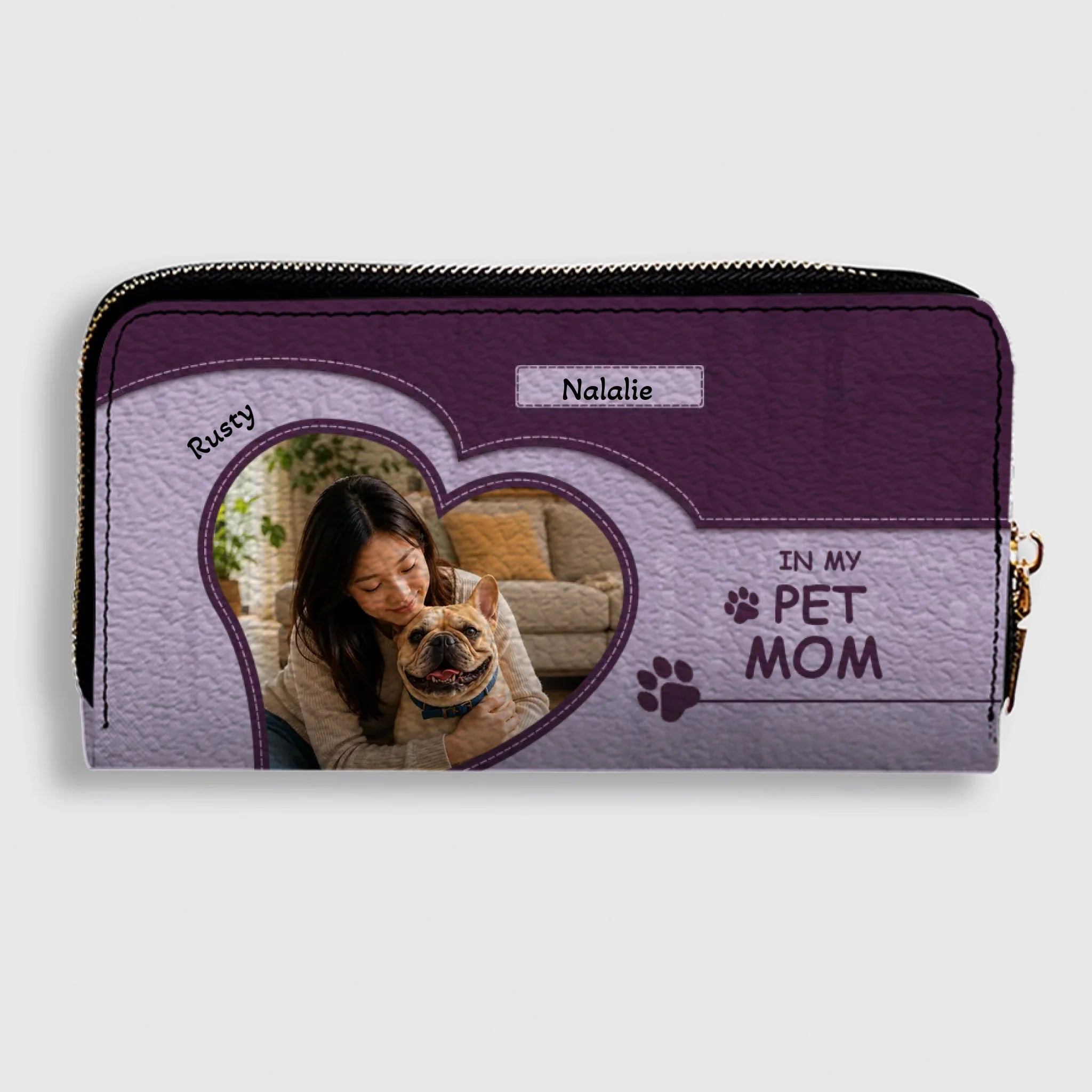 Personalized Frenchie Leather Wallet – Custom Photo Heart For Dog Mom