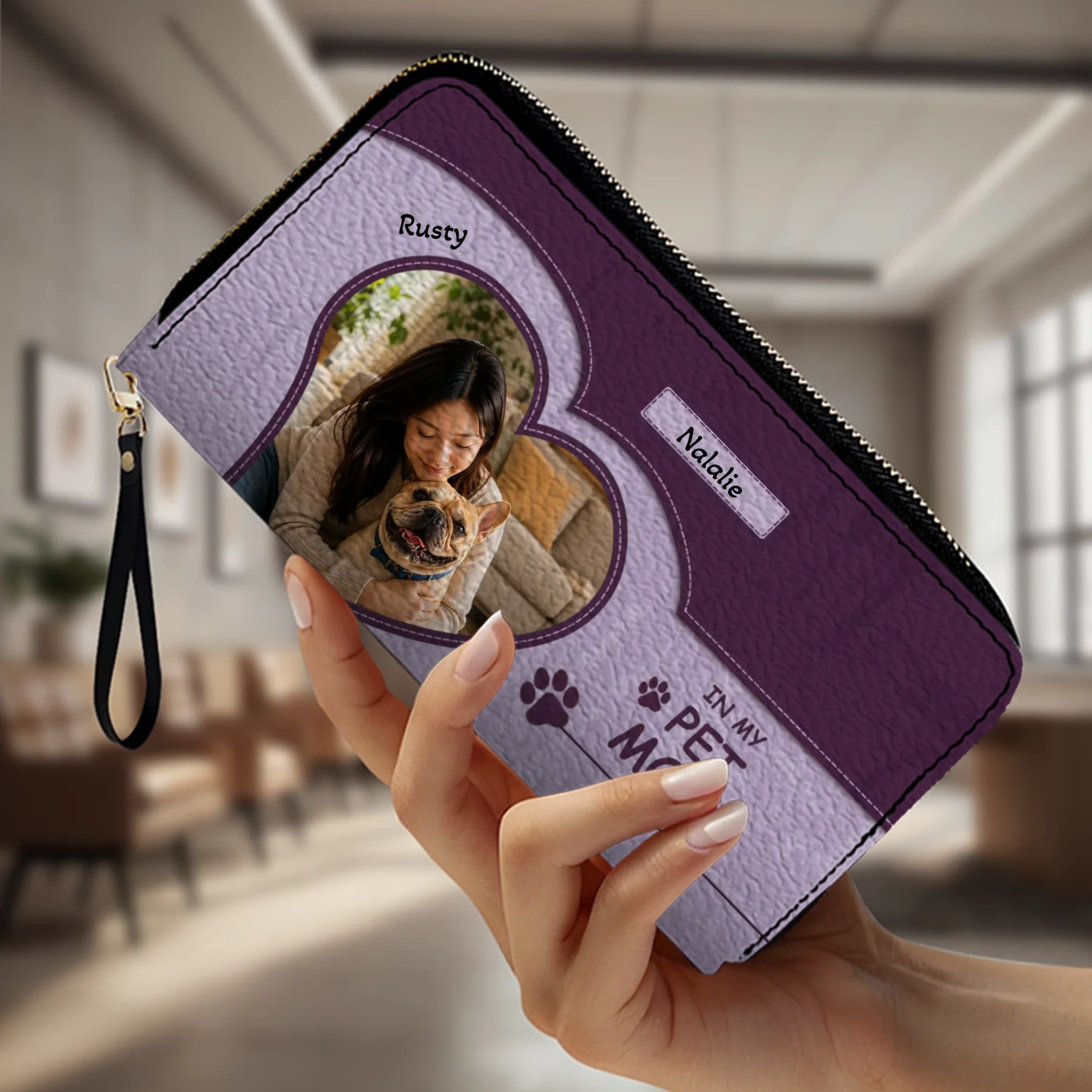 Personalized Frenchie Leather Wallet – Custom Photo Heart For Dog Mom